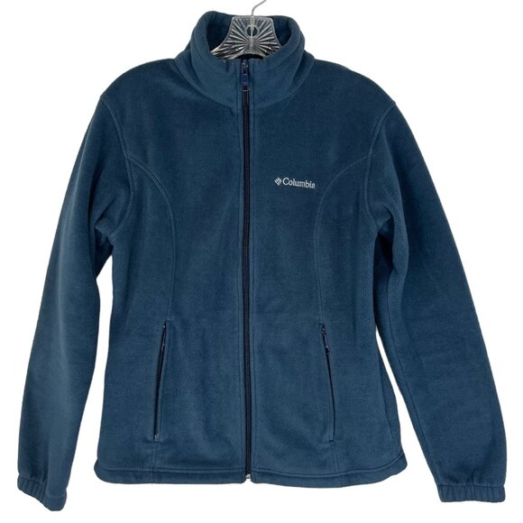 Columbia Fleece Full Zipper Jacket Blue Size Medium - Picture 1 of 9